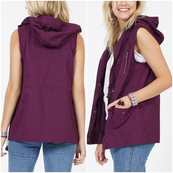 Dark Plum Utility Vest - Picture 3 of 5